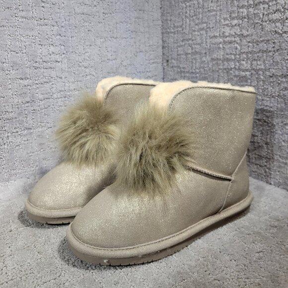 BearPaw Libby Pom-Pom Women's Size US 9 Golden Suede Sheepskin Winter Boots - Picture 6 of 11